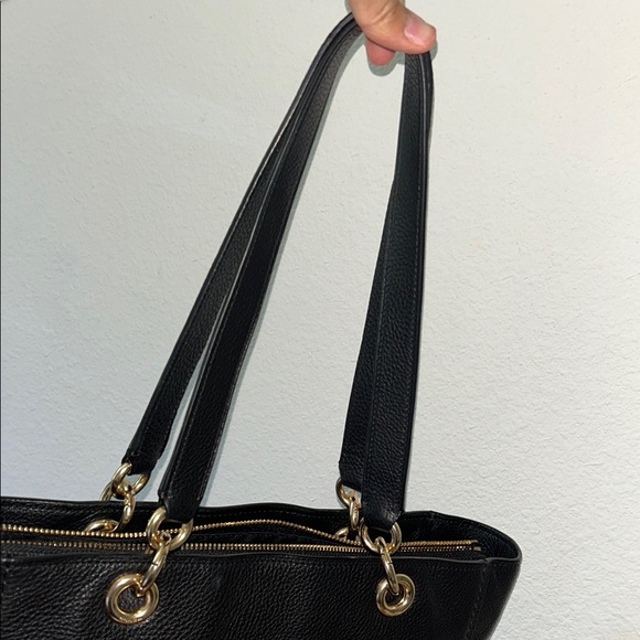Coach Black Leather Tote with Signature Logo - Picture 7 of 12